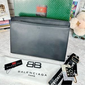 Balenciaga black leather business travel laptop bag NEW WITH TAGS RARE